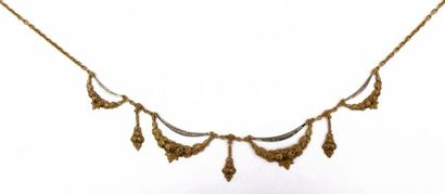 null NECKLACE NECKLACE in 18K yellow gold retaining a decoration of sheaves of flowers....