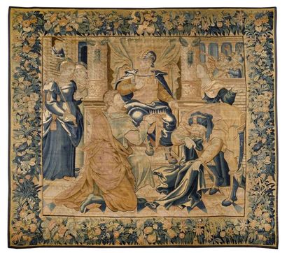  AUDENARDE (Flanders), ca. 1550-1560 The coronation of David in Hebron Wool and silk...