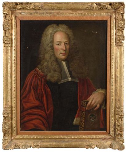 null Ecole FRANCAISE vers 1720 Portrait d’un magistrat Toile 75 x 59,5 cm Restaurations...