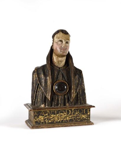 null Espagne XVIIIe siècle Probablement un Saint Franciscain Buste reliquaire en...