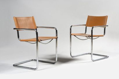 MATTEO GRASSI Pair of modernist armchairs...