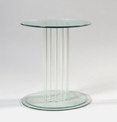WORK OF THE 1980's Small glass table with...
