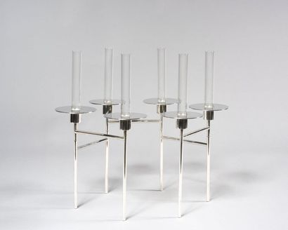 null MARTIN SZEKELY (Born in 1956) CHRISTOFLE goldsmith "Radius", 2006 Candelabrum...