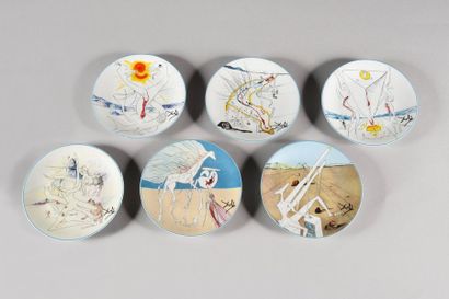 null SALVADOR DALI (1904 - 1989) for the Manufacture of Limoges Six plates "The Conquest...