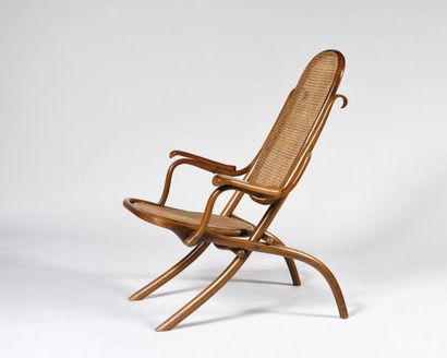 null THONET Folding Armchair Follower in bent wood caned Height: 97 cm - Width: 57...