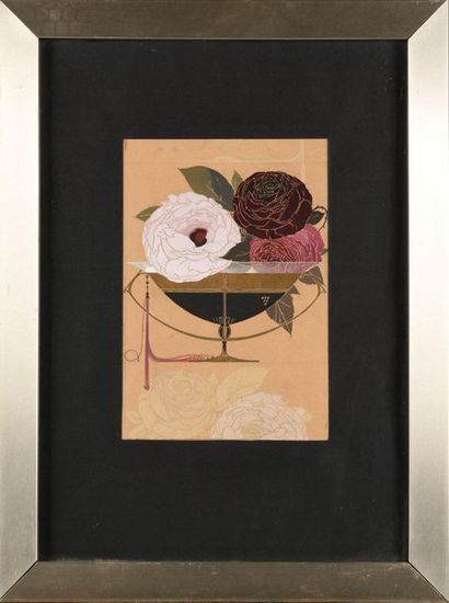 PAUL IRIBE (1883-1935) Trois roses Gouache...