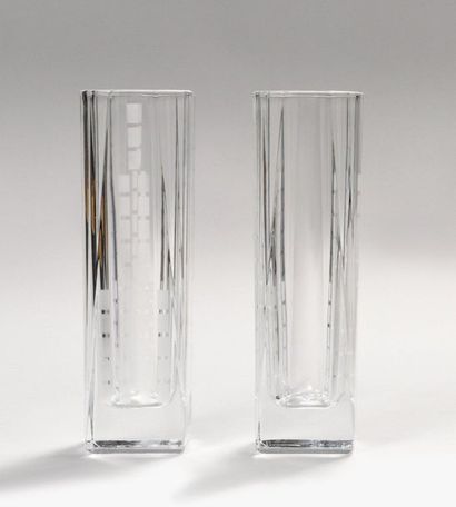 A.RIECKE (XXth century) Pair of glass vases...