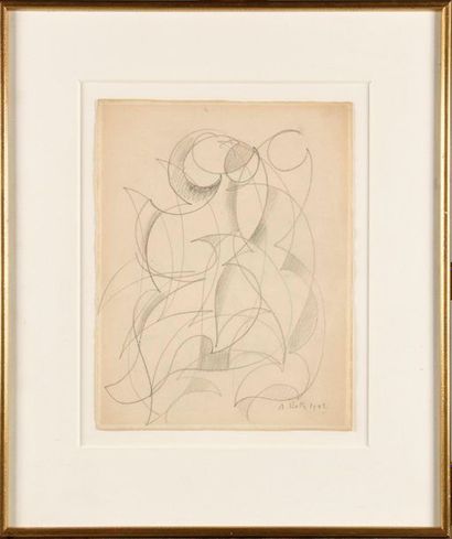 null ALFRED RETH (1884-1966) Composition Black pencil drawing Signed lower right...