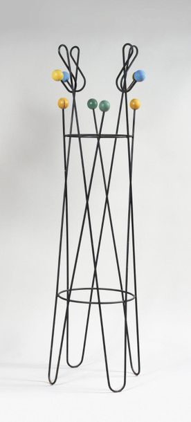 null ROGER FERAUD (1890-1964) known as GEO Parrot coat rack made of blackened metal...