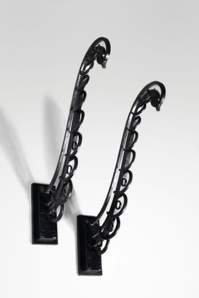 WORK OF THE 1930's Wrought iron black lacquered...