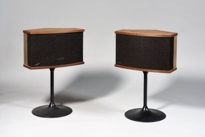 null BOSE 901 V Series Pair of angular speakers with curved front between two rosewood...