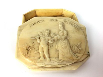 null PILLOWER made of bone, octagonal in shape with allegorical decoration of Love...