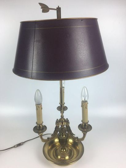 null LAMP-BOUILLOTTE out of bronze and brass with three arms of moving lights on...