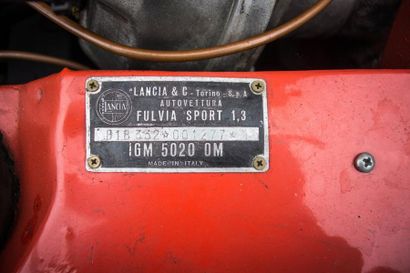 1967 LANCIA FULVIA SPORT ZAGATO 1,3 Numéro de série 818332001277
Rare version tout...