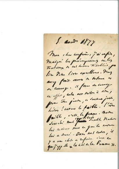 null HUGO (Victor). Lettre autographe signée [à Léon Richier]. S.l., 5 août 1877....