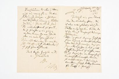 null BRAHMS (Johannes). Autograph letter signed, in German, [to music publisher Fritz...