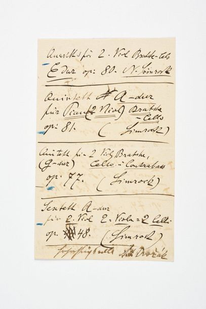 null DVORÁK (Antonín). Signed autograph letter, in German. Prague, February 28, 1889....