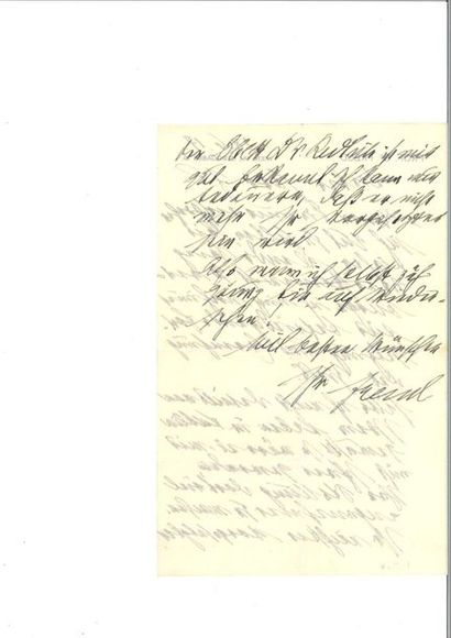 null FREUD (Sigmund). Autograph letter signed, in German, to his "dear Mr. F.". C....