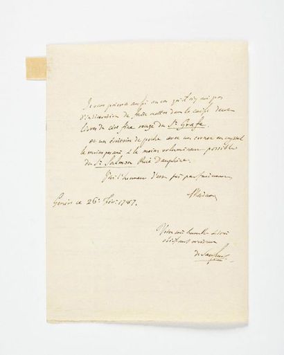 null SAUSSURE (Hora ce-Bénédict de). 2 lettres autographes signées à la veuve Tilliard,...
