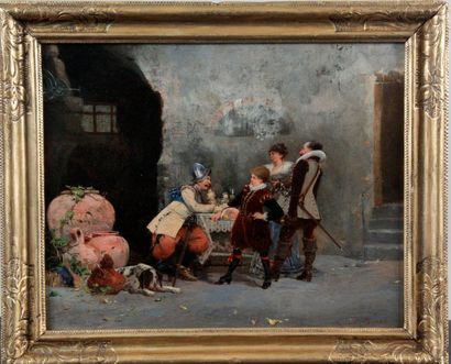 null Armand PIERRE, École Française du XIX siècle. La conversation avec le spadassin....