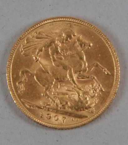 null 1 Souverain Britannique en or, profile Edouard VII, 1907. Poids : 7.90 gr