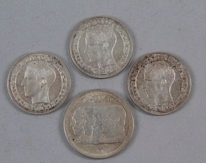 null 4 pièces argent 3 de 50 Fr Belge Baudouin Expo universel 1958 (AB) et un 100...