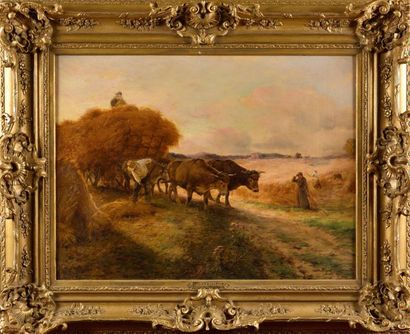 null Ernest CHATEIGNON (1863-c.1910) Le ramassage des foins Oil on canvas, signed...
