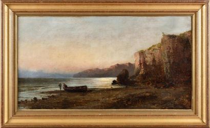 null GODCHAUX (active in the 19th century) Arrival of the fishermen Oil on canvas,...