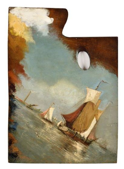 null Paul Jean CLAYS (1819-1900) Marine Huile sur palette 36 x 25 cm Oil on range,...