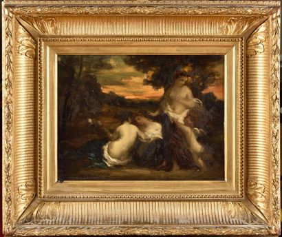 null Marie Abraham ROSALBIN DE BUNCEY (1833-1891) Les baigneuses Huile/toile Sign...