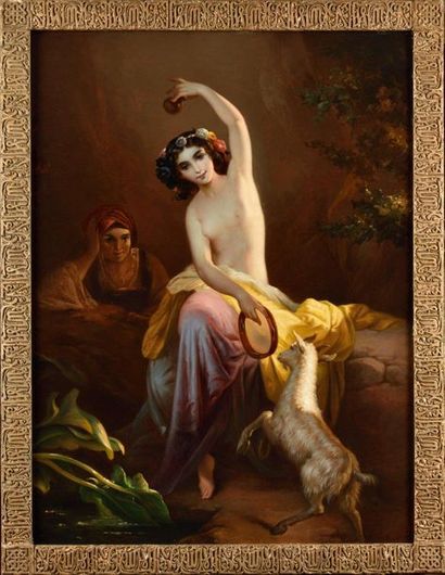null ECOLE fin XIXème début XXème Esmeralda Huile sur toile 101 x 76 cm (Rentoilé)...