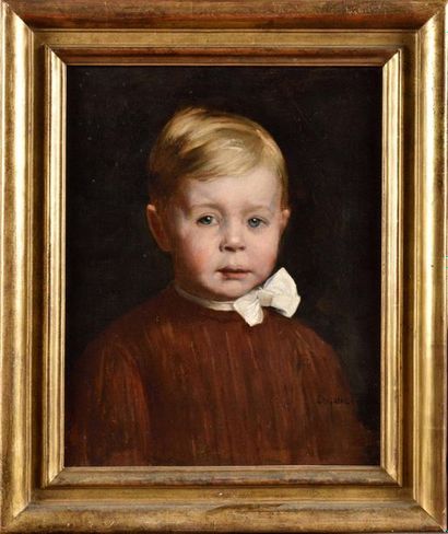 null Paul-Charles CHOCARNE-MOREAU (1855-1931) Petit garçon au nœud blanc Huile sur...