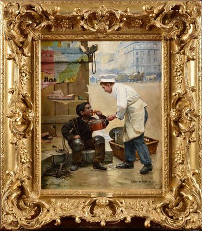 null Paul-Charles CHOCARNE-MOREAU (1855-1931) Les bons amis Oil on canvas, signed...