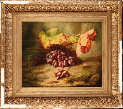 null Simon SAINT-JEAN (1808-1860) Nature morte aux raisins,1856 Huile sur toile Signé...