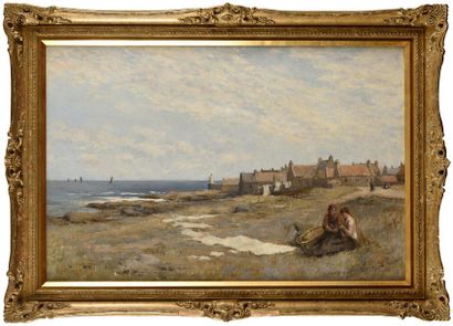 null Augustin A. REY (Born 1864) Sur la grève Oil on canvas, signed lower left and...