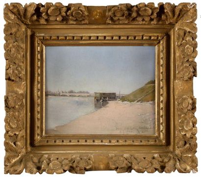 null Charles Paul RENOUARD (1845-1924) Les bords de Loire, Huile sur carton Signé...