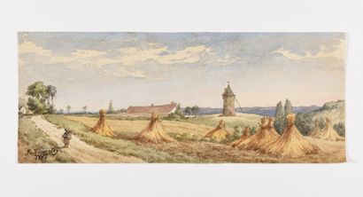 null George William THORNLEY (1857-1935) Mill Landscape Watercolour, signed and dated...