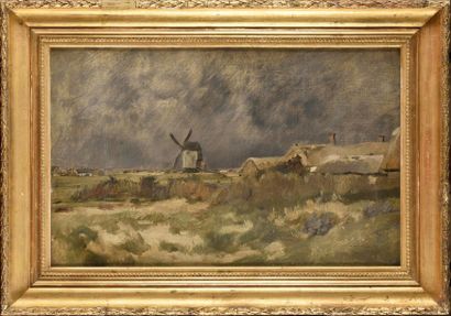 null 19th century school The mill Oil on canvas, dedicated lower right 41 x 63 cm...