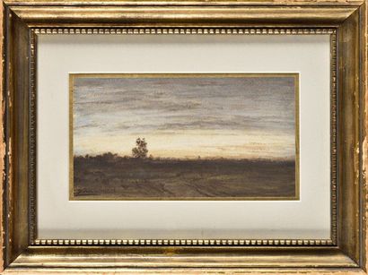 null Félix ZIEM (1821-1911) Sunset around Fontainebleau Watercolour, signed lower...