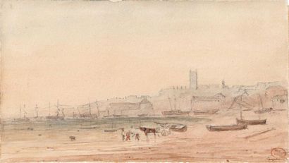 null Paul HUET (1803-1869) Penzance Watercolour, stamp of the workshop lower right...