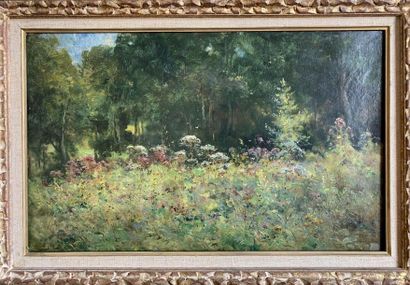null Marie Joseph Léon IWILL (1850-1923) Prairie fleurie Huile sur toile Signé en...