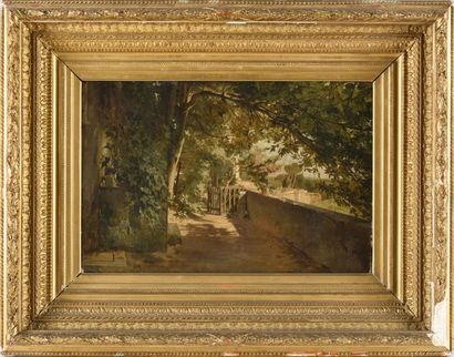 null DEPAULE Front door of Fontainebleau Oil on canvas Signed on the left side 32...