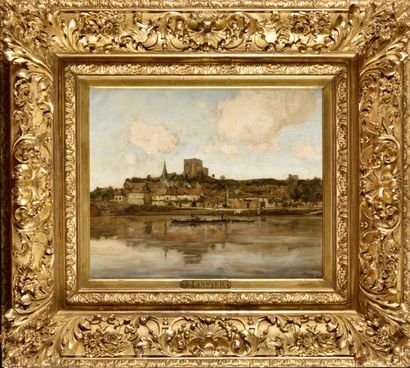 null Emmanuel LANSYER (1835-1893) Vue de Montrichard Oil on canvas, signed lower...