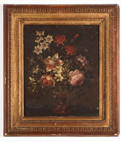 null Dans le gout de Jean Baptiste MONNOYER Bouquet de fleurs dans un vase sur un...