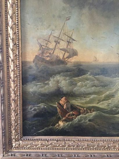 null Alexandre Jules NOEL (1752 - 1834) (attribué à) Marine par gros temps Toile...