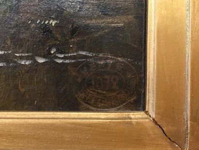 null Théodore FOURMOIS ( 1814-1871) Paysage de bord de lac Huile sur toile Cachet...