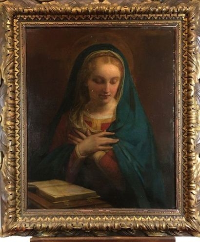 null Theodore FANTIN LATOUR (Metz 1805-Paris 1875) Virgin in adoration Original canvas...