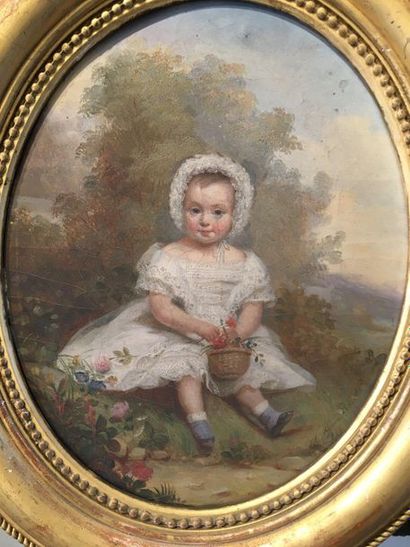 null 19th century FRENCH SCHOOL Portrait of young children Pair of Oil on canvas...