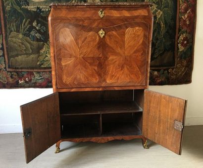 null SECRETARY in veneer and butterfly wing marquetry in fretworked frames opening...