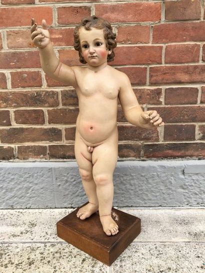 null 
CHILD JESUS blessing in carved and polychromed wood, glass eyes.


Southern...